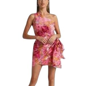 Reverse, Formal, Floral Pink & Gold Mini Dress